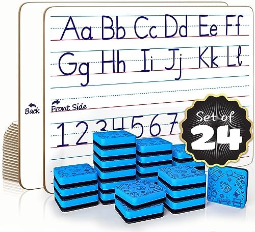 24 Pack Double Sided Lined Whiteboard Dry Erase Boards 9x12