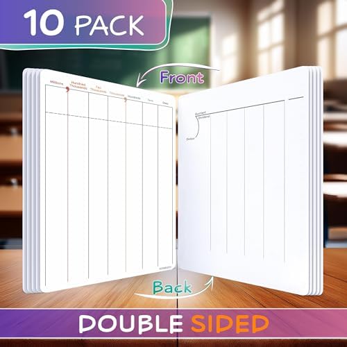Division & Place Value 9”x12” Dry Erase Sheets (10 Pack)
