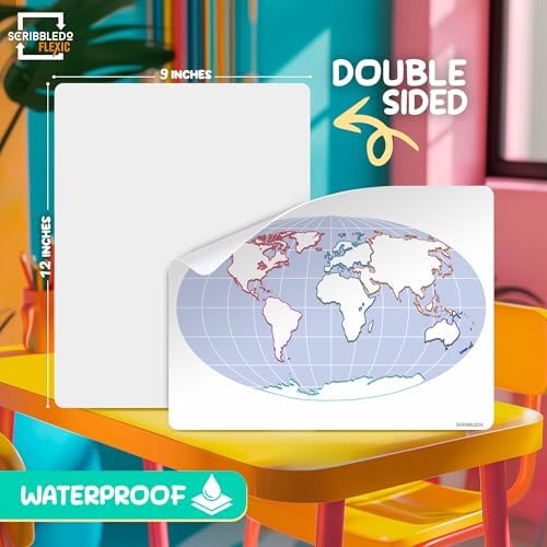 9”x12” Map of The Seven Continents Dry Erase Sheets (10 Pack)