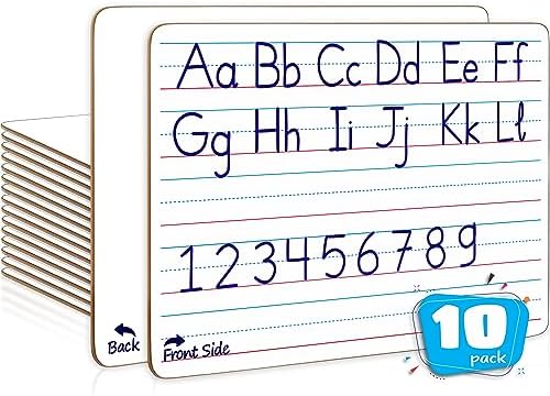 Double Sided Lined Dry Erase Boards 9x12 (10 Pack)