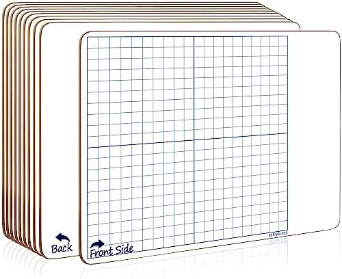11"x14" Double Sided Graph Dry Erase Whiteboard (10 Pack)