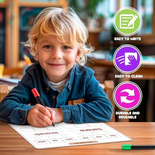Phonemic Awareness Sounds & Blends Dry Erase Sheets 9”x12” Phonics (10 Pack)