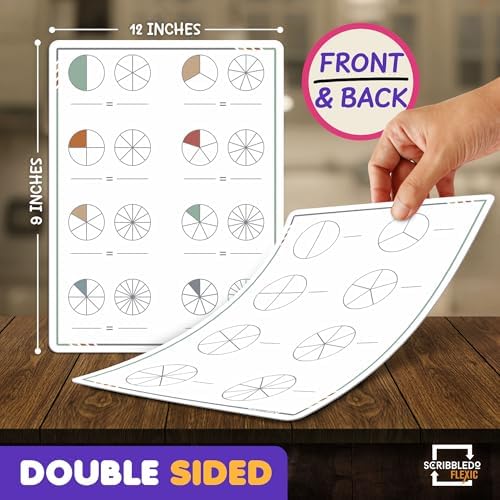 Fraction Manipulatives 9”x12” Dry Erase Sheets 10 Pack