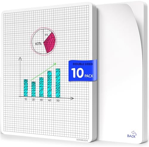 9"x12" Quad Graph Dry Erase Sheets 10 Pack