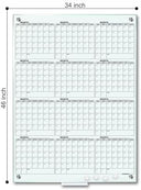 Magnetic 34”x46” Glass Whiteboard Yearly Dry Erase Calendar Planner