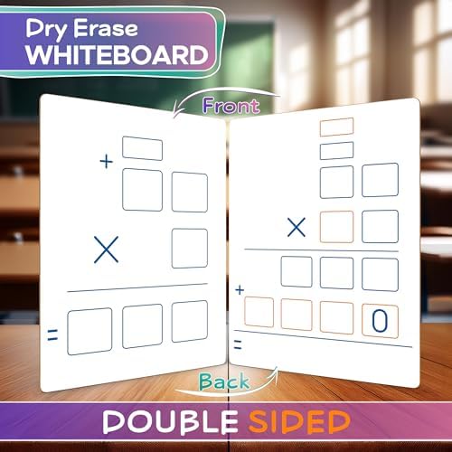 Dry Erase Long Multiplication Board 9"x12" Double Sided 2x1 & 2x2 Digit Multiplication