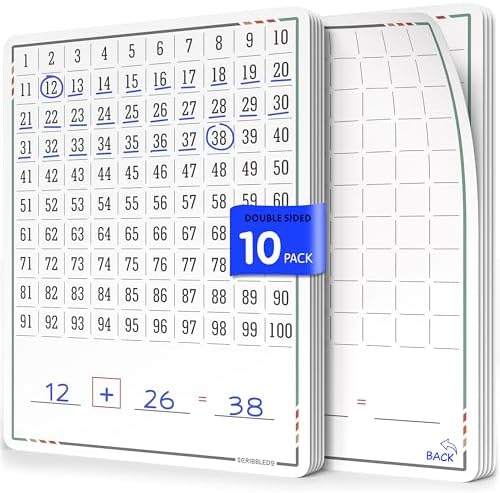 Dry Erase 100 Chart 9”x12” (10 Pack)