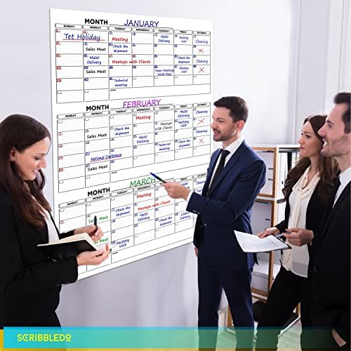Large 36"x48" Quarterly Dry Erase Wall Calendar
