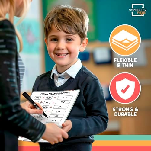 Addition Math 9”x12” Small White Board Dry Erase Sheets (10 Pack)