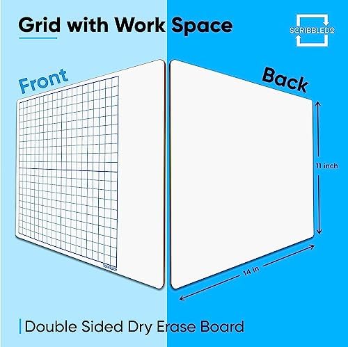 11"x14" Double Sided Graph Dry Erase Whiteboard (10 Pack)