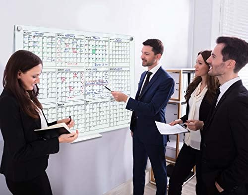 34"x46" 12 Month Dry Erase Glass Whiteboard Calendar