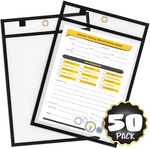 Reusable Dry Erase Pockets with Marker Holder, Assorted Colors (50 Pack)