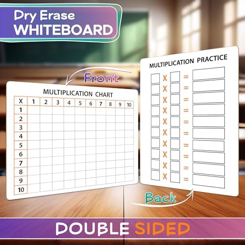 2 Pack Dry Erase Multiplication Chart Whiteboard 9" x 12" Double Sided