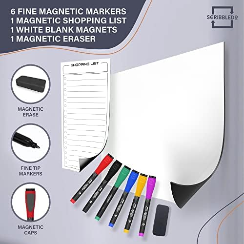 Weekly Meal Planner Dry Erase Magnetic 13"x17" with 6 Markers