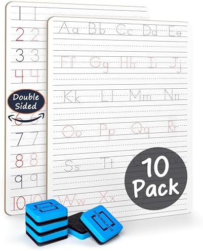 5 Pack Dry Erase Alphabet Tracing Whiteboard 9 x 12 Inch with Cards