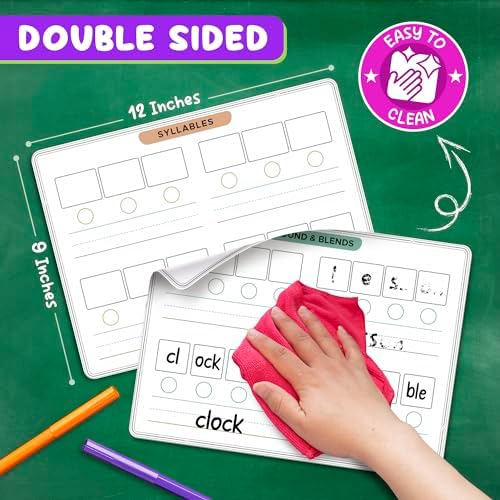 Phonemic Awareness Sounds & Blends Dry Erase Sheets 9”x12” Phonics (10 Pack)