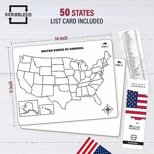 United States Map Dry Erase Board 11”x14”