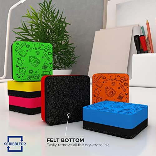 30 Pack Magnetic Whiteboard Erasers Assorted Colors Small