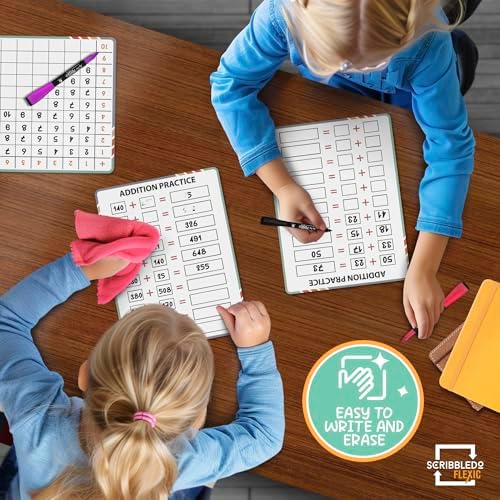 Addition Math 9”x12” Small White Board Dry Erase Sheets (10 Pack)