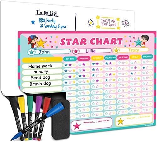 Magnetic Dry Erase Reward Chart 13” X 17” (6 Markers)