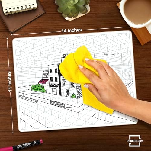 11x14 Double-Sided 2 Point Perspective Grid Dry Erase Board