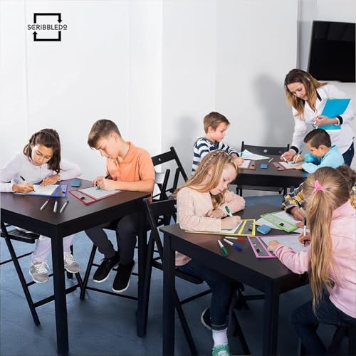 Reusable Dry Erase Pockets with Marker Holder, Assorted Colors (50 Pack)