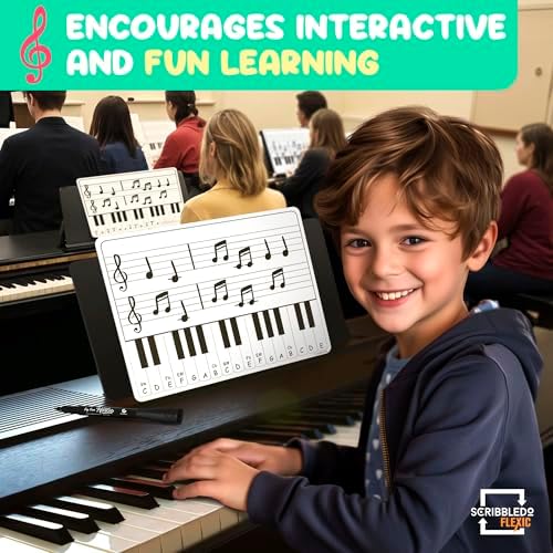 Keyboard Practice Music Staff Dry Erase Sheets 11”x14” 10 Pack