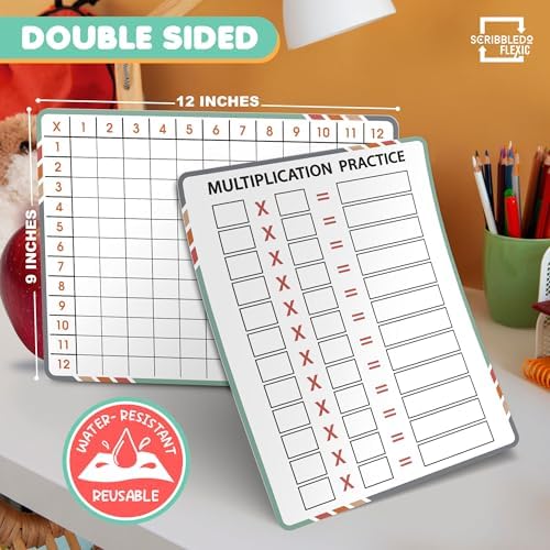 Multiplication Times Table Dry Erase Sheets 9x12 (10 Pack)