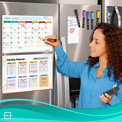 Magnetic Whiteboard Dry Erase Monthly & Weekly Planner Calendar (3 Pack)