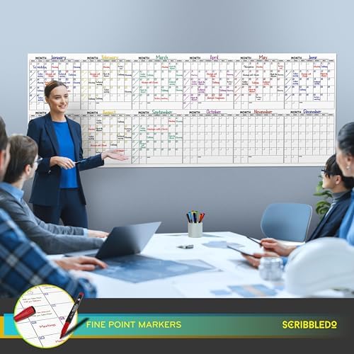 Extra Large 100"x36" 12-Month Dry Erase Whiteboard Monthly Planner