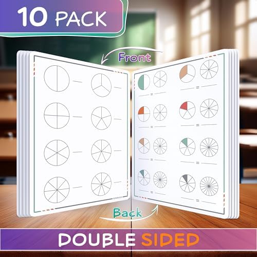 Fraction Manipulatives 9”x12” Dry Erase Sheets 10 Pack