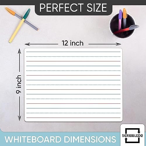 5 Pack Double Sided Lined Dry Erase Boards with Markers and Erasers, 9x12