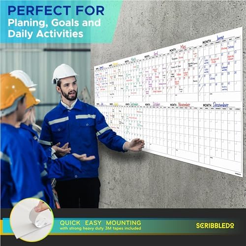 Extra Large 100"x36" 12-Month Dry Erase Whiteboard Monthly Planner