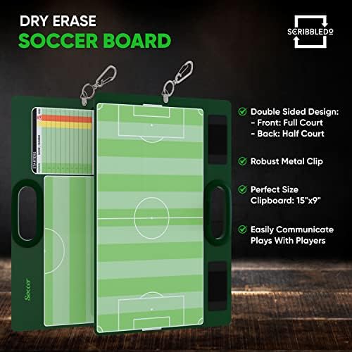 Soccer Dry Erase Coaching Whiteboard 15"x10.5" with 2 Markers