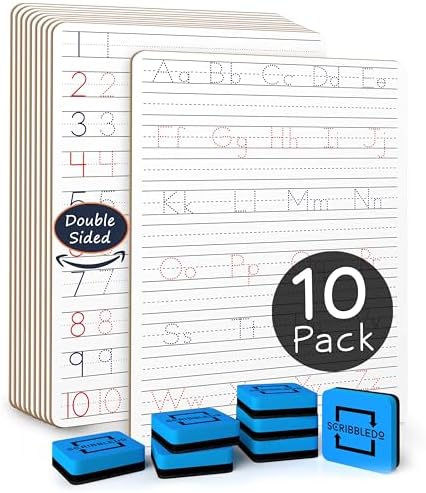 5 Pack Dry Erase Alphabet Tracing Whiteboard 9 x 12 Inch with Cards