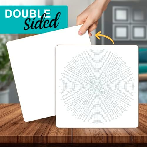 12"x12" Double-Sided Circular & Polar Grid Dry Erase Board