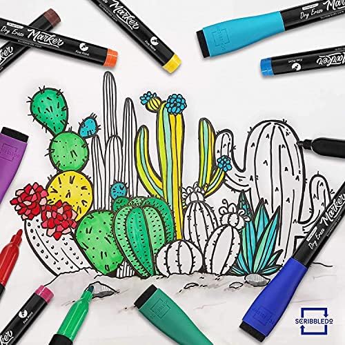 Magnetic Dry Erase Markers, Fine Tip, Assorted, Eraser Cap (12 Pack)