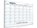 Magnetic Glass Whiteboard Calendar 24"x36" Monthly Planner