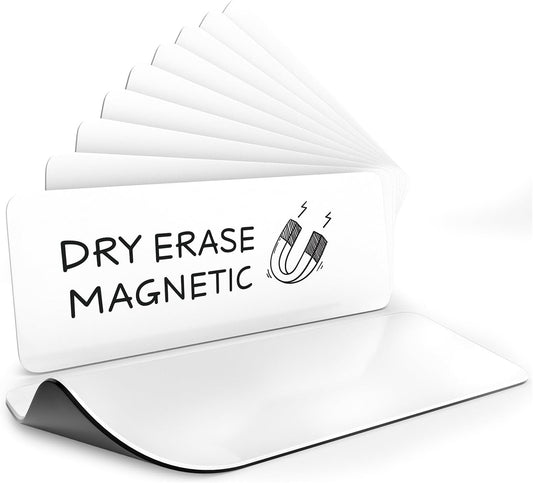 Dry Erase White Magnetic Labels 3.1" x 1.2" 10 Pk