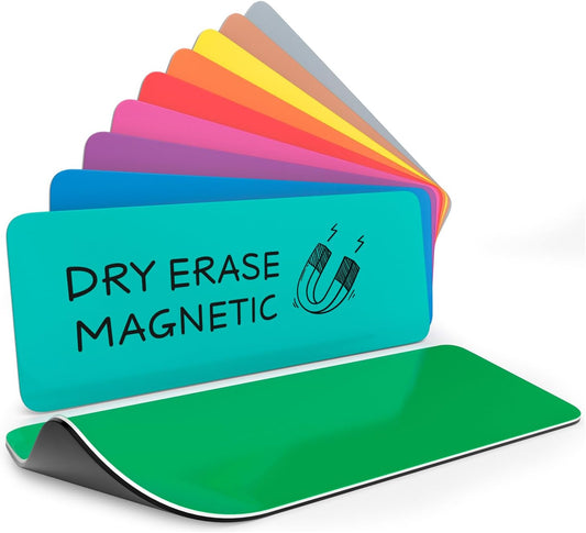 Dry Erase Colorful Magnetic Labels 3.1" x 1.2" 10 Pk