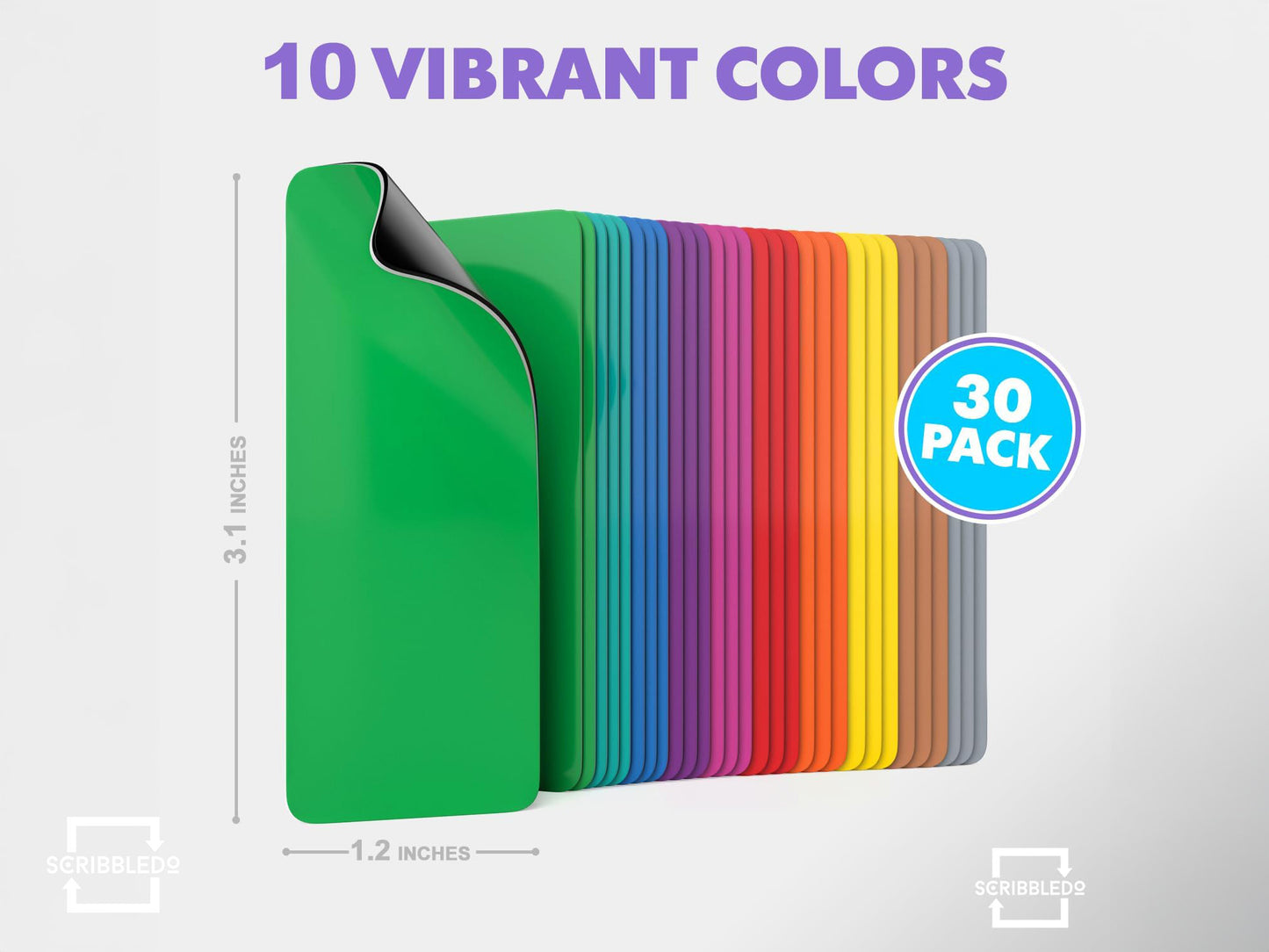 30 Pack Dry Erase Magnetic Labels – 3.1” x 1.2” Colored Writable Strips