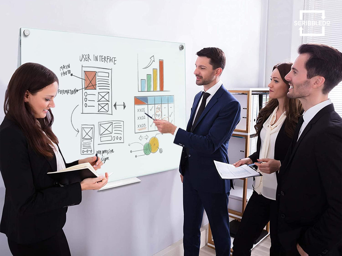 Magnetic Glass Whiteboard 34"x46"