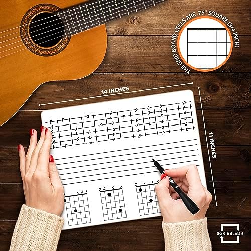 Guitar Strings & Necks Dry Erase Lapboard 11 x 14 Inch Double Sided