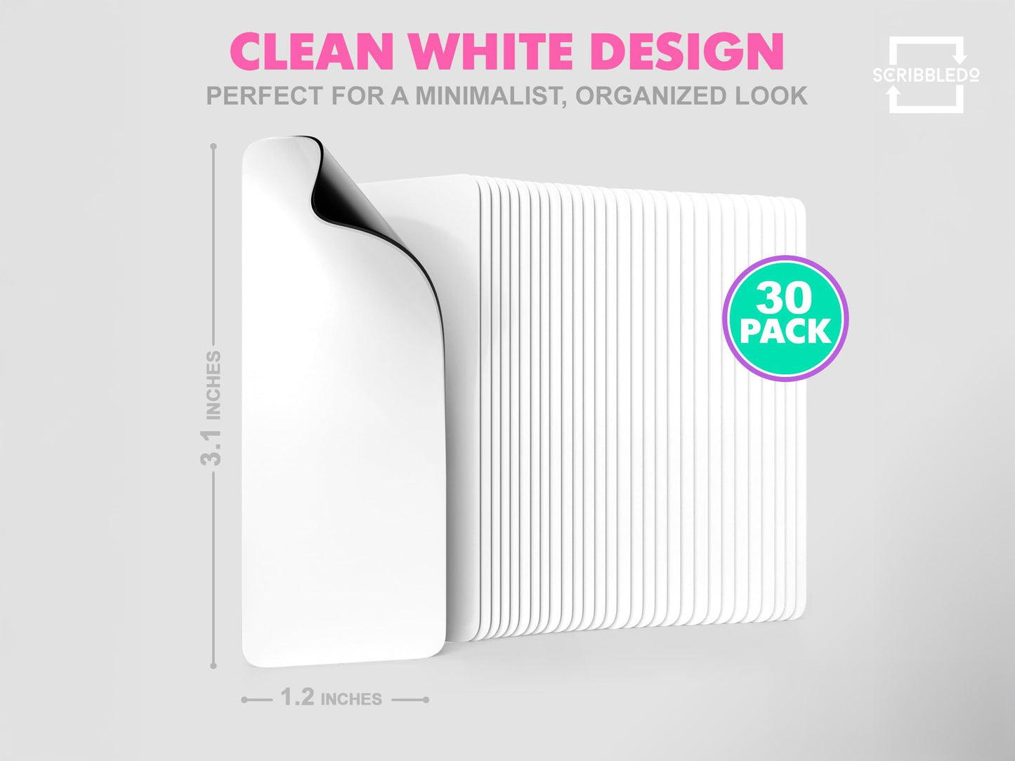 30 Pack Dry Erase Magnetic Labels – 3.1” x 1.2” Writable Strips