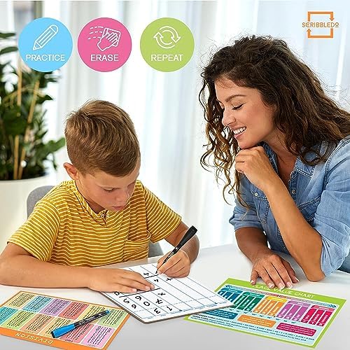 Dry Erase Long Division & Place Value Whiteboard 9 x 12 Inch Double Sided
