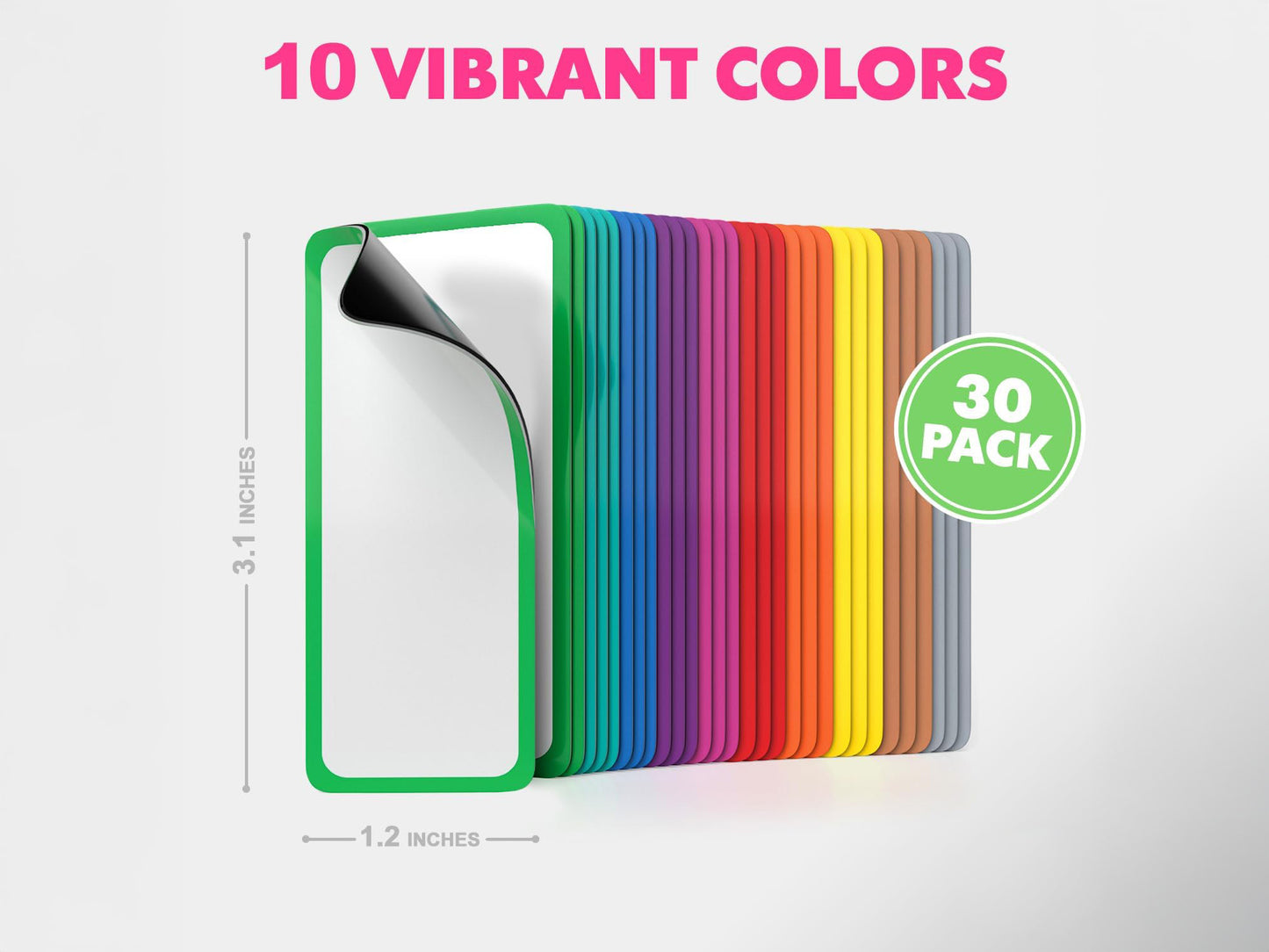 30 Pack Dry Erase Magnetic Labels – 3.1” x 1.2” Writable Strips Color Outline