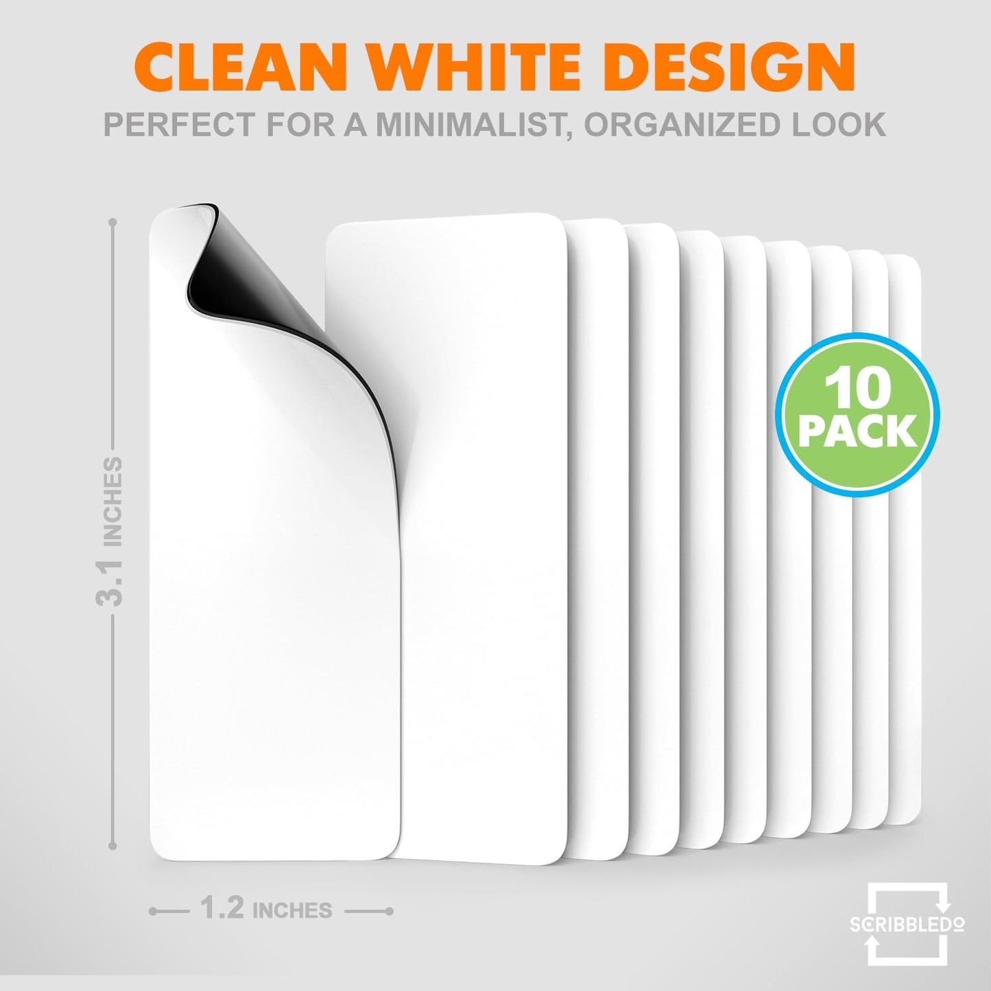 Dry Erase White Magnetic Labels 3.1" x 1.2" 10 Pk