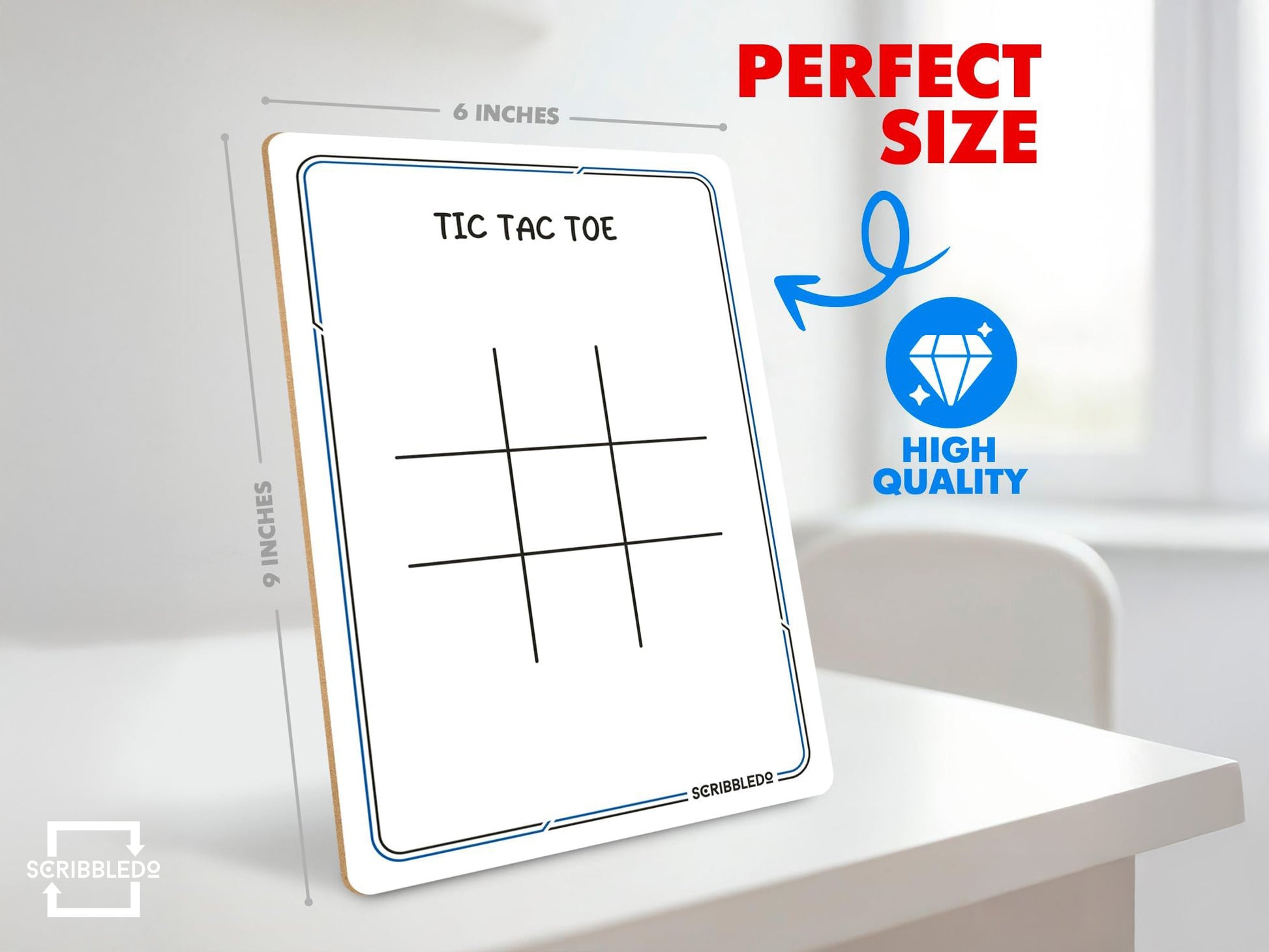 Tic Tac Toe Dry Erase Board – 9x6 Reusable Whiteboard Game