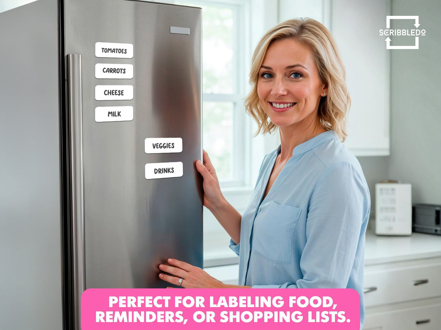 30 Pack Dry Erase Magnetic Labels – 3.1” x 1.2” Writable Strips