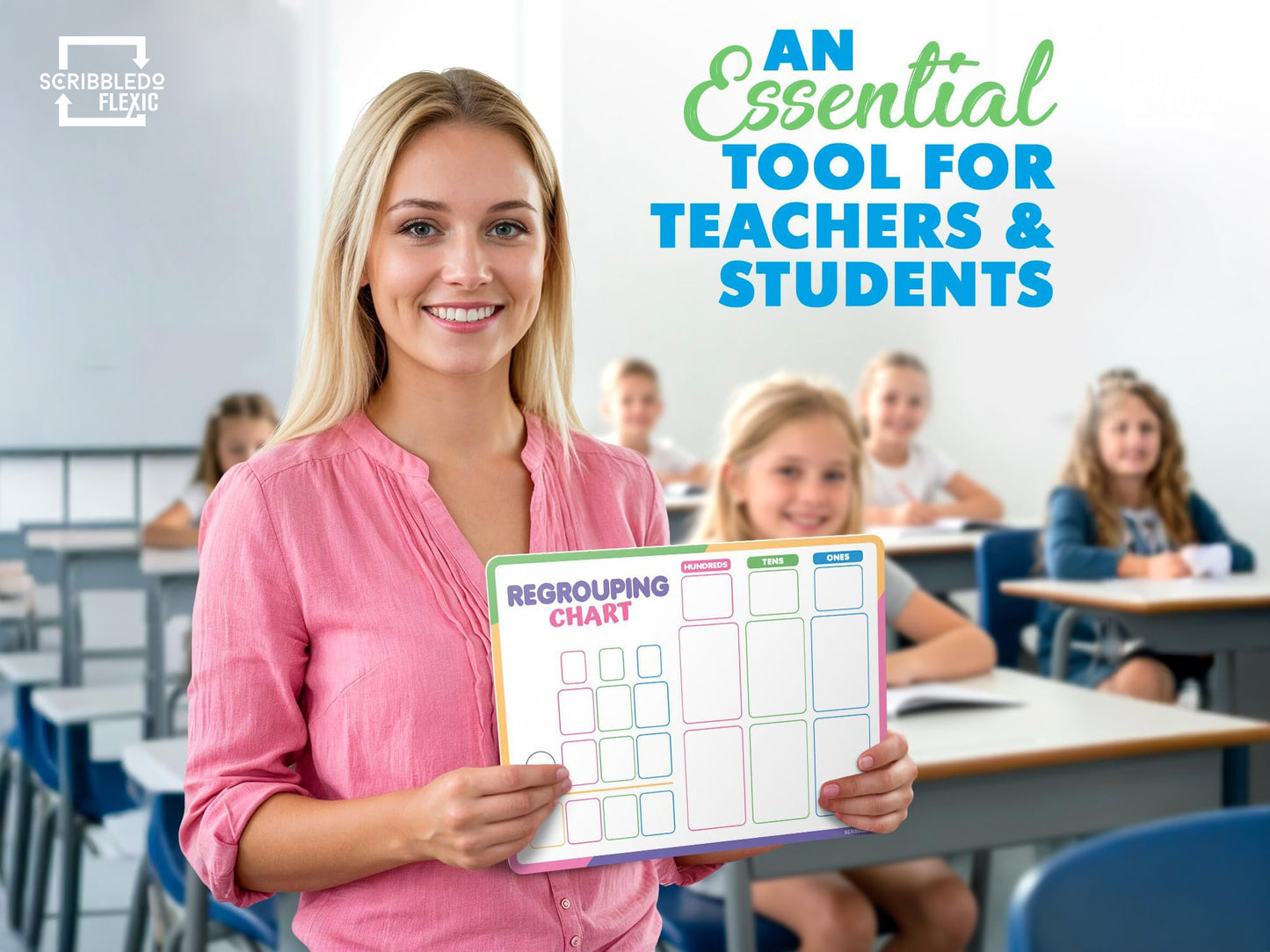 Regrouping Place Value Chart Flexic Dry Erase Sheet 9"x12" (10 pc)